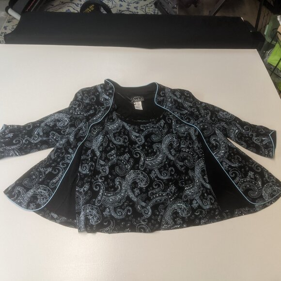Alex Evenings Size 3X Two-Piece Top Black and Teal - Picture 15 of 16